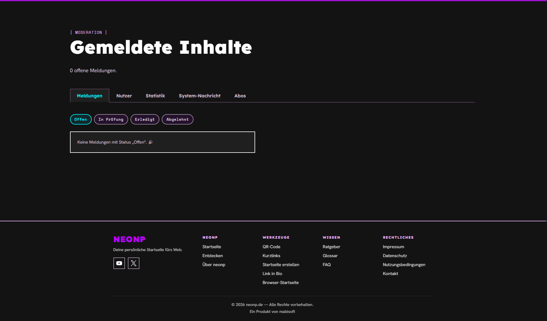 neonp – Moderation – gemeldete Inhalte im Blick