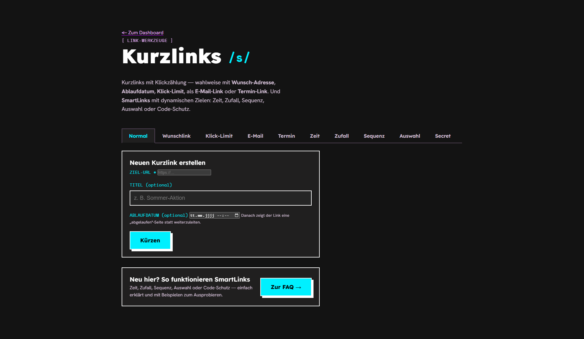 neonp – Link-Shortener – aus langen URLs werden kurze Links